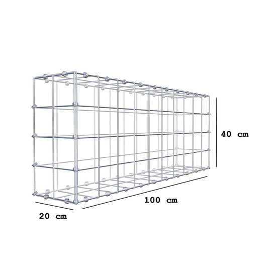 Gabione 100 cm x 40 cm x 20 cm (L x H x T), Maschenweite 10 x 10 cm, Spiralring