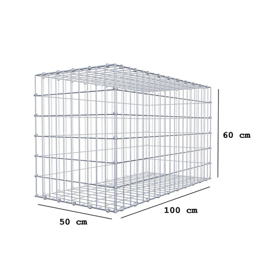 Gabbione 100 cm x 60 cm x 50 cm (L x H x P), maglia 5 x 10 cm, anello a spirale