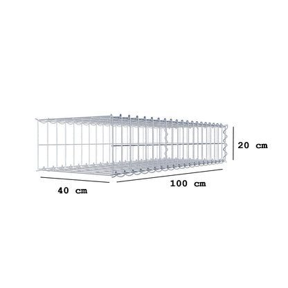 Opvokset gabion type 2 100 cm x 20 cm x 40 cm (L x H x D), maskestørrelse 5 cm x 10 cm, spiral