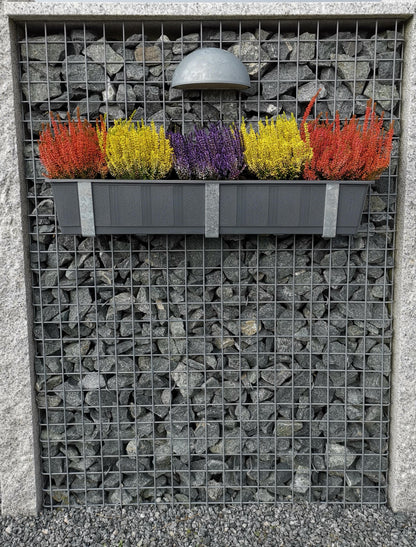 Blumenkastenhalter verzinkt im 3er Set inklusive Blumentopf, für Gabionen MW 5 x 5