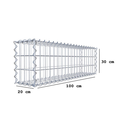 Juego de 2 gaviones de 100 cm x 30 cm x 20 cm (largo x alto x fondo), malla de 5 x 10 cm, en espiral