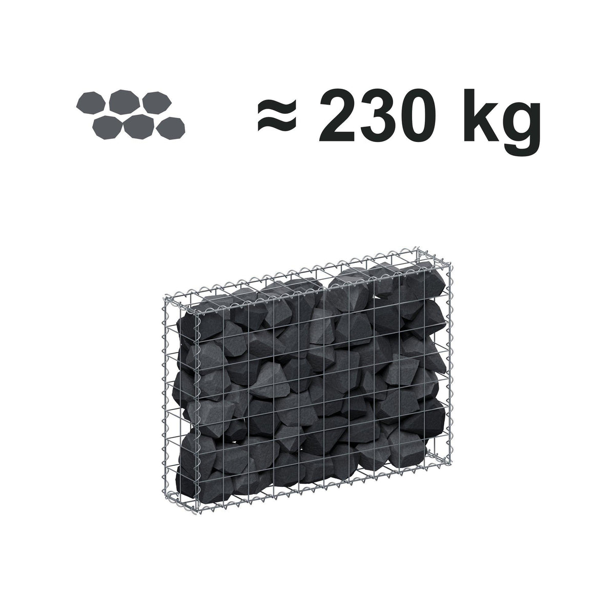 Gabione 100 cm x 70 cm x 20 cm (L x H x T), Maschenweite 10 cm x 10 cm, Spirale