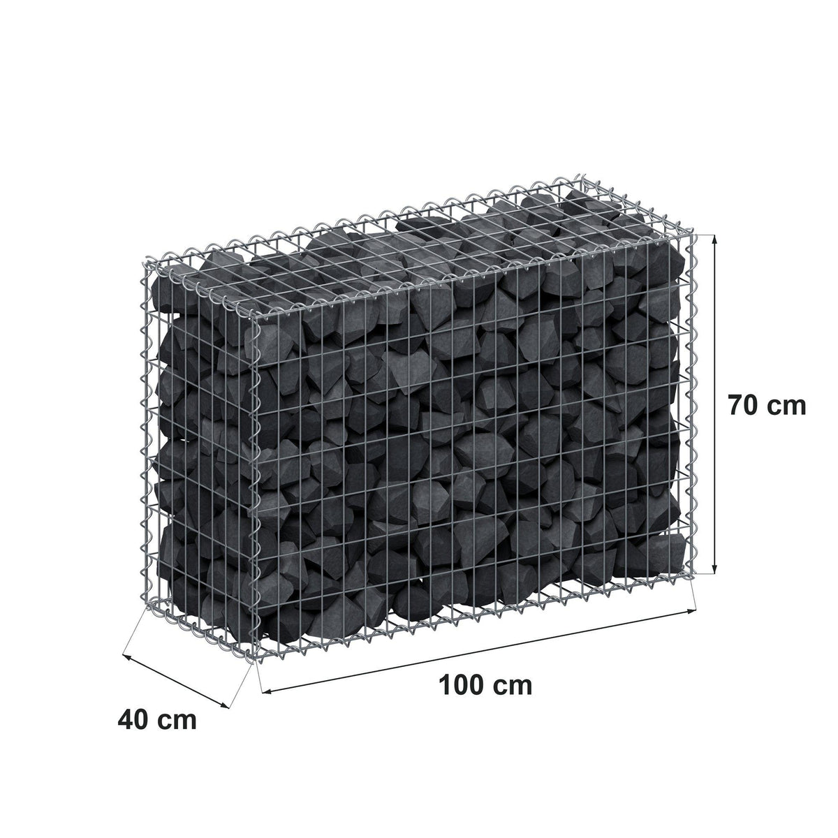 Gabion 100 cm x 70 cm x 40 cm (L x H x D), maskstorlek 5 cm x 10 cm, spiral