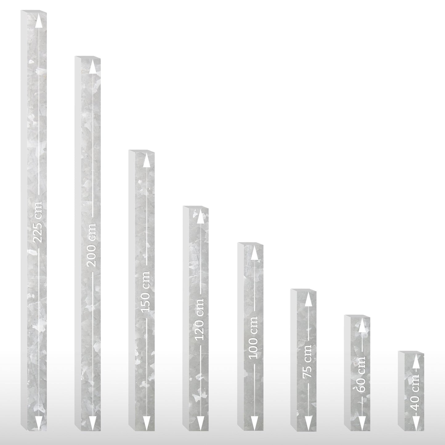 Pfosten 40 x 40 mm (zum Einbetonieren) Länge: 225 cm