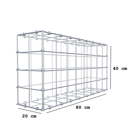 Gabione 80 cm x 40 cm x 20 cm (L x H x T), Maschenweite 10 x 10 cm, Spiralring