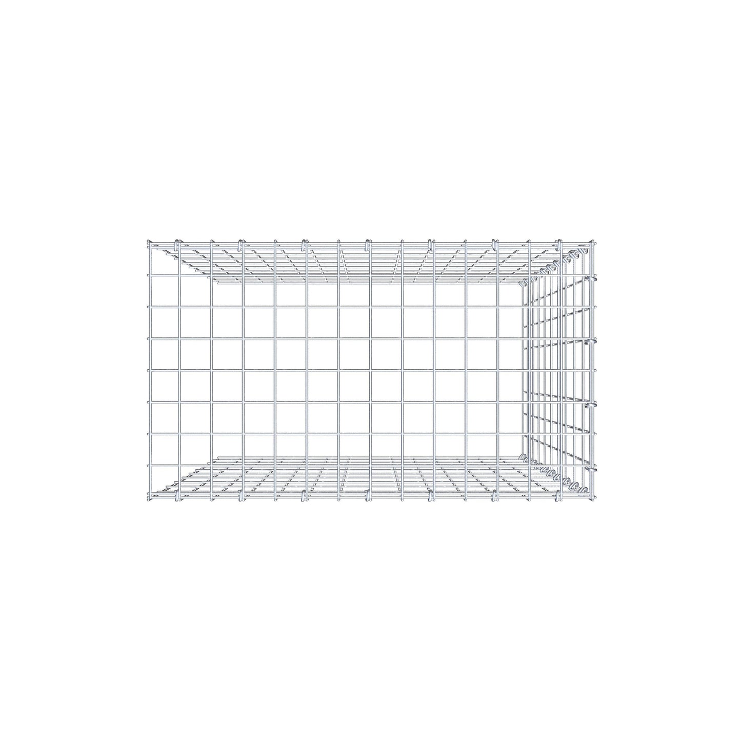 Fourche rapportée type 4 100 cm x 70 cm x 40 cm (L x H x P), mailles 5 cm x 10 cm, anneau en C