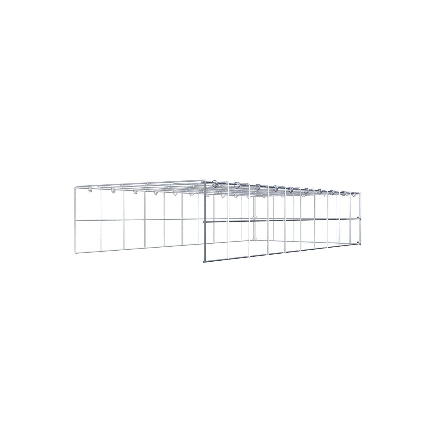 Monteret gabion type 4 100 cm x 20 cm x 50 cm (L x H x D), maskestørrelse 10 cm x 10 cm, C-ring