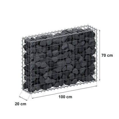 Gabion 100 cm x 70 cm x 20 cm (L x H x D), mesh size 5 cm x 10 cm, spiral