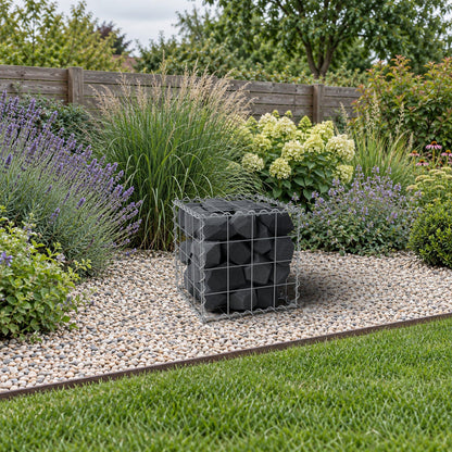 Gabion 40 cm x 40 cm x 40 cm (L x H x D), maskstorlek 10 cm x 10 cm, spiral