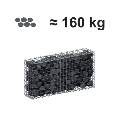 Gabion 100 cm x 50 cm x 20 cm (L x H x D), maskestørrelse 5 cm x 5 cm, spiral