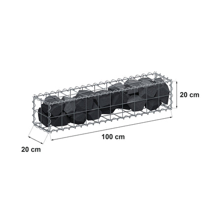 Gabione 100 cm x 20 cm x 20 cm (L x H x T), Maschenweite 10 cm x 10 cm, Spirale