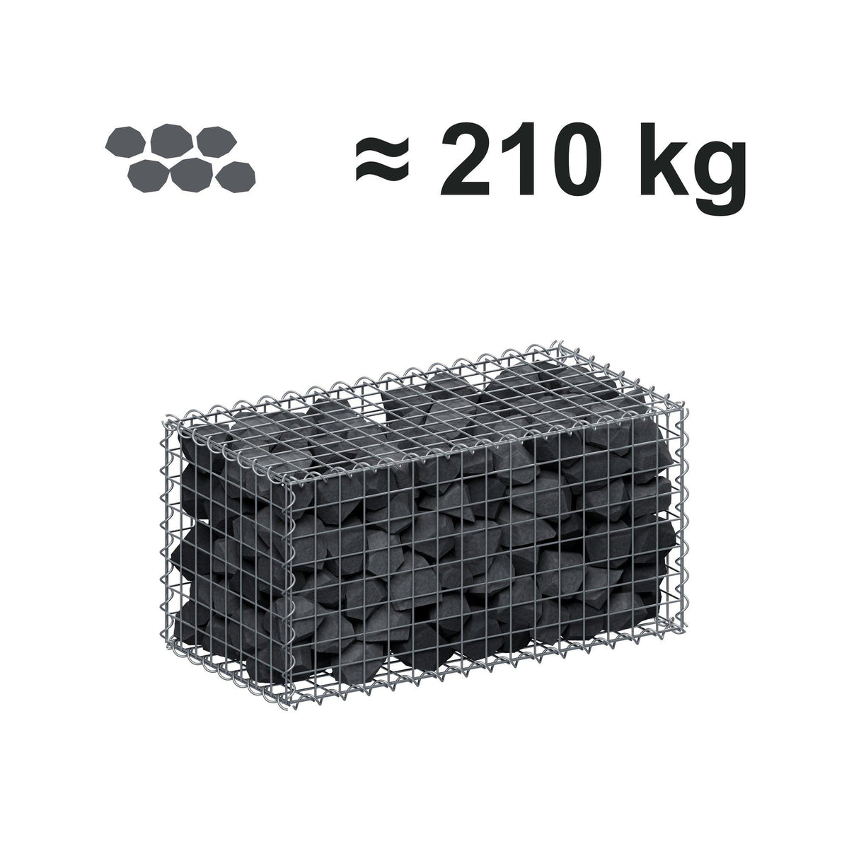 Gabion 80 cm x 40 cm x 40 cm (L x H x D), maskestørrelse 5 cm x 5 cm, spiral