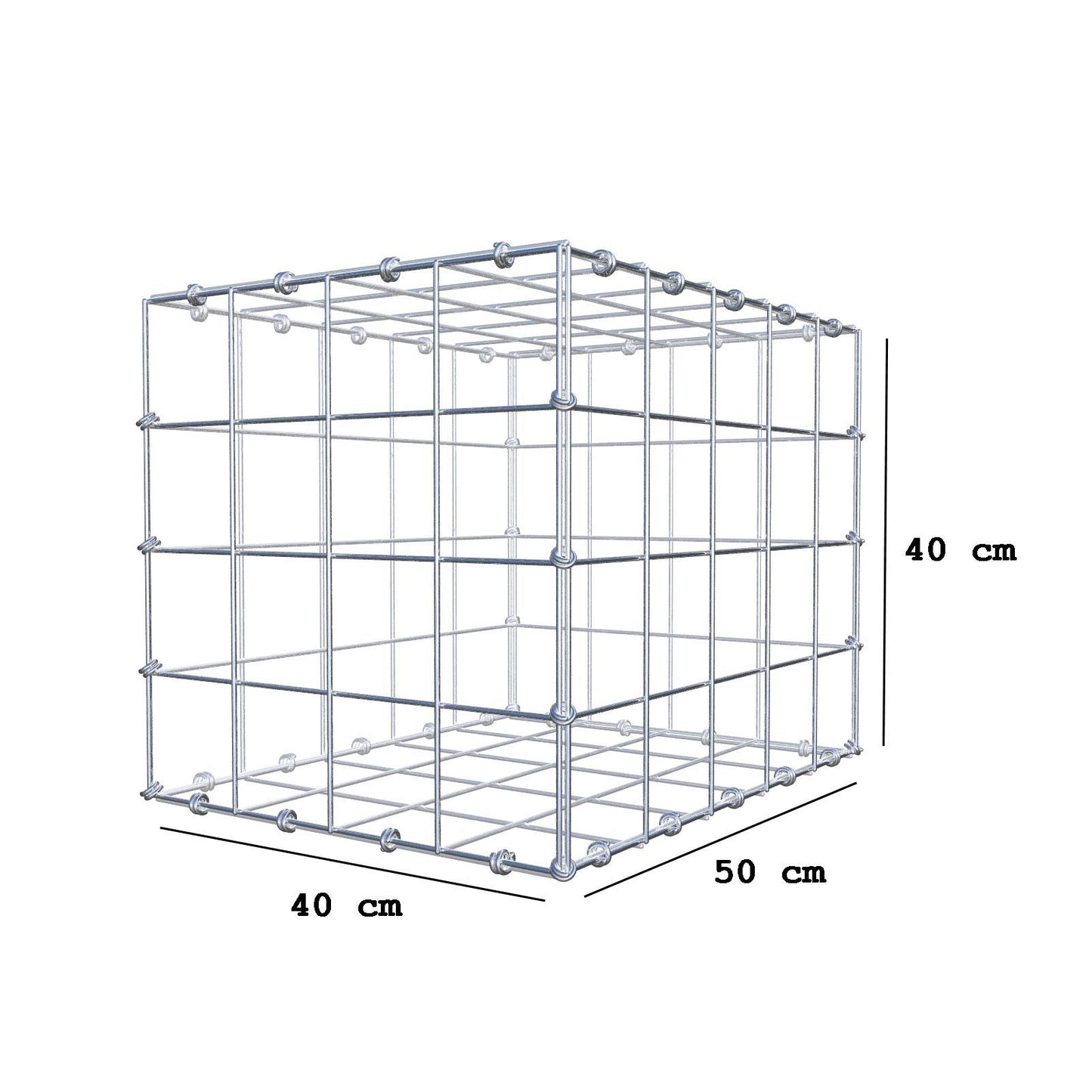Gabione 50 cm x 40 cm x 40 cm (L x H x T), Maschenweite 10 x 10 cm, Spiralring