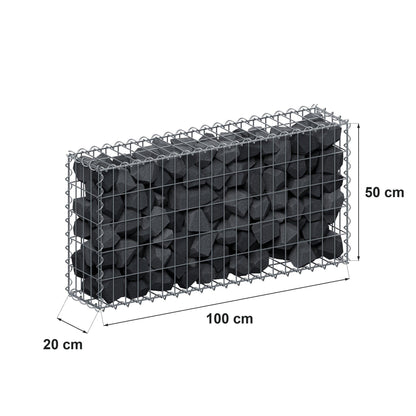 Gabion 100 cm x 50 cm x 20 cm (L x H x D), maskstorlek 5 cm x 10 cm, spiral