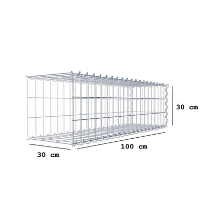 Opvokset gabion type 2 100 cm x 30 cm x 30 cm (L x H x D), maskestørrelse 5 cm x 10 cm, spiral