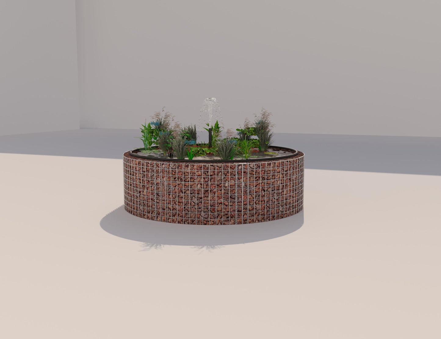 Laghetto rialzato in gabbioni, rotondo, diametro esterno 172 cm, altezza 50 cm, maglia 5 x 5 cm, spessore parete 15 cm
