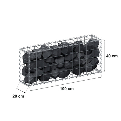 Gabion 100 cm x 40 cm x 20 cm (L x H x D), maskestørrelse 10 cm x 10 cm, spiral