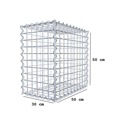 Gabião 50 cm x 50 cm x 30 cm (C x A x P), malhagem 5 cm x 5 cm, espiral