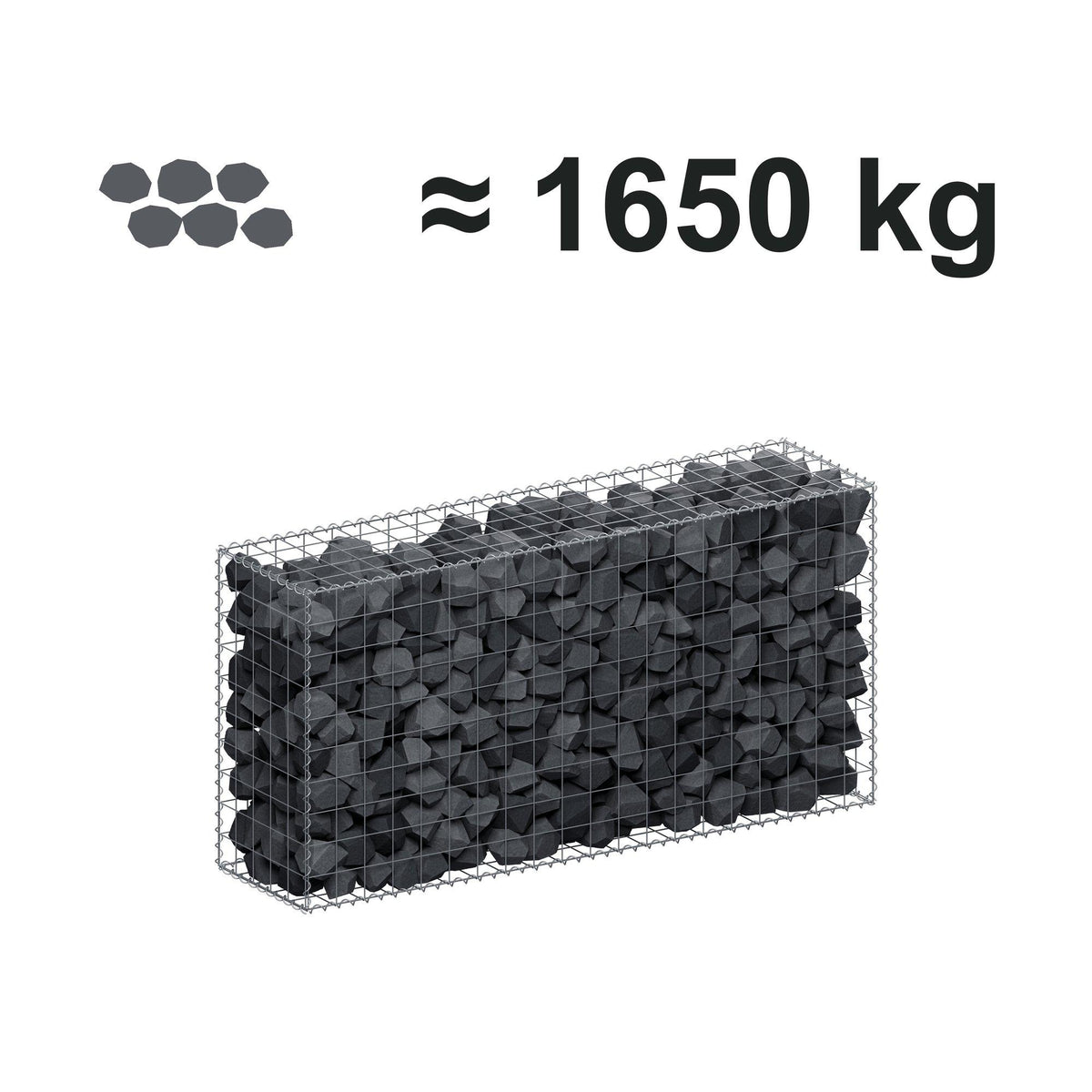 Gabion 200 cm x 100 cm x 50 cm (L x H x P), mailles 10 cm x 10 cm, spirale