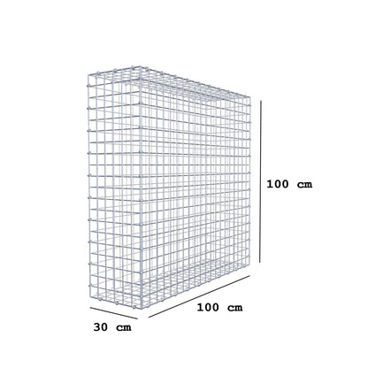 Gabion 100 cm x 100 cm x 30 cm (L x H x D), maskestørrelse 5 x 5 cm, spiralring