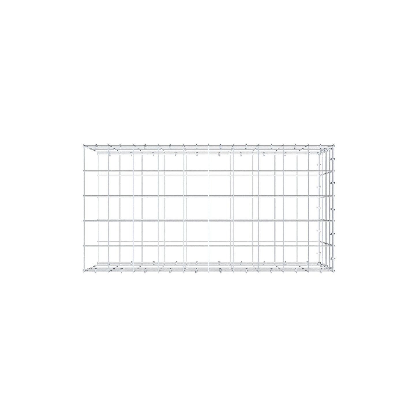 Typ 2 påbyggnadsgabion 100 cm x 40 cm x 50 cm (L x H x D), maskstorlek 10 cm x 10 cm, C-ring