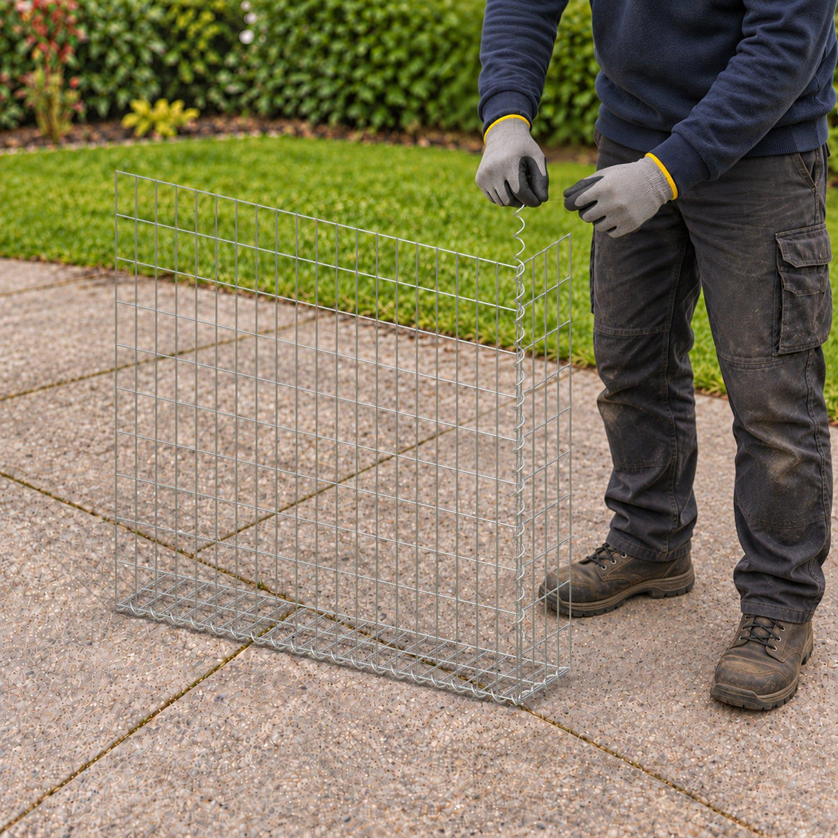 Gabion 100 cm x 100 cm x 20 cm (L x H x P), mailles 5 cm x 10 cm, spirale