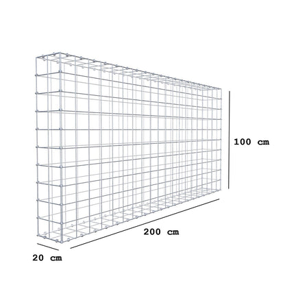 Gabione 200 cm x 100 cm x 20 cm (L x H x T), Maschenweite 10 x 10 cm, Spiralring