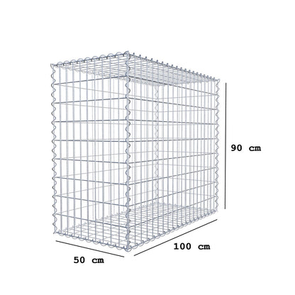 Gabione 100 cm x 90 cm x 50 cm (L x H x T), Maschenweite 5 cm x 10 cm, Spirale