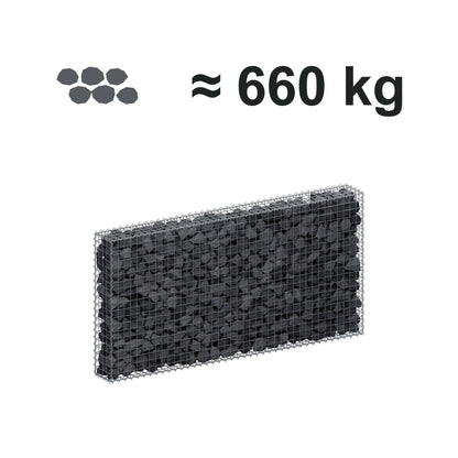 Gabion 200 cm x 100 cm x 20 cm (L x H x P), mailles 5 cm x 5 cm, spirale