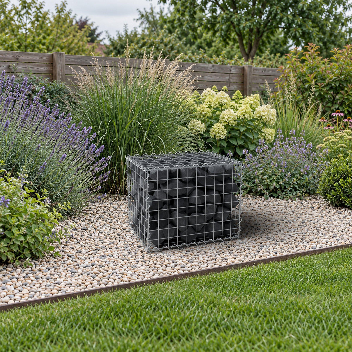 Gabion 50 cm x 40 cm x 40 cm (L x H x D), maskestørrelse 5 cm x 5 cm, spiral
