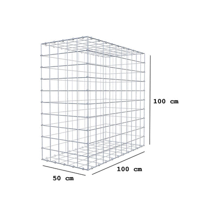 Gabione 100 cm x 100 cm x 50 cm (L x H x T), Maschenweite 10 x 10 cm, Spiralring