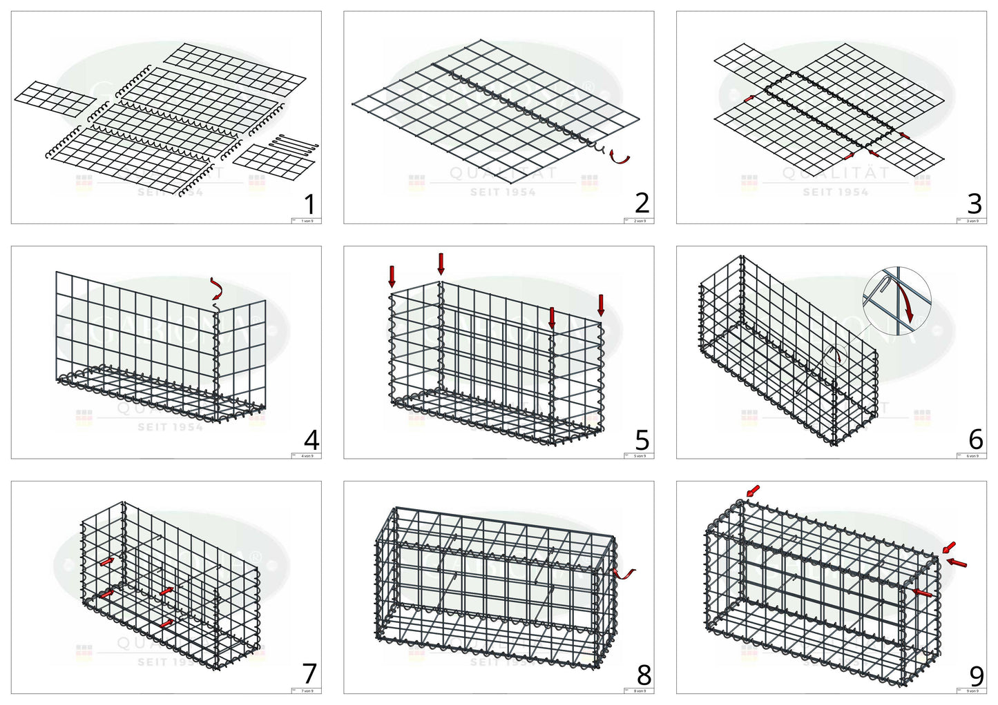 Gabion 200 cm x 100 cm x 30 cm (L x H x P), mailles 10 cm x 10 cm, spirale