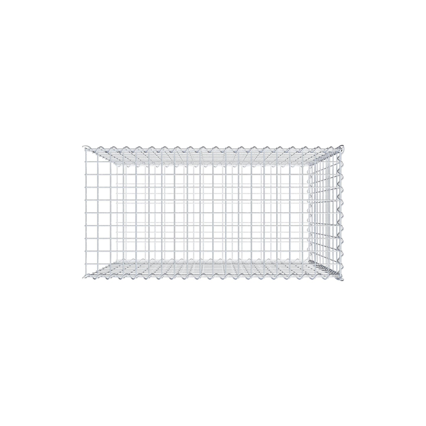 Gabião tipo 2 100 cm x 100 cm x 50 cm (C x A x P), malhagem 5 cm x 10 cm, espiral