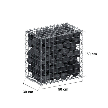 Gabione 50 cm x 50 cm x 30 cm (L x H x T), Maschenweite 5 cm x 5 cm, Spirale