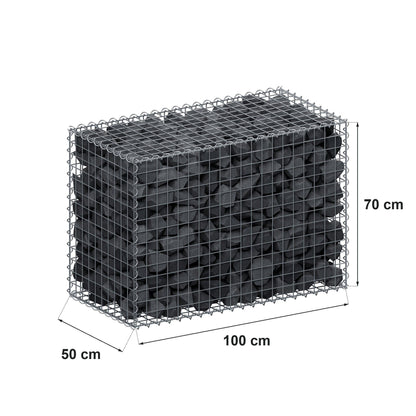 Gabion 100 cm x 70 cm x 50 cm (L x H x D), maskestørrelse 5 cm x 5 cm, spiral