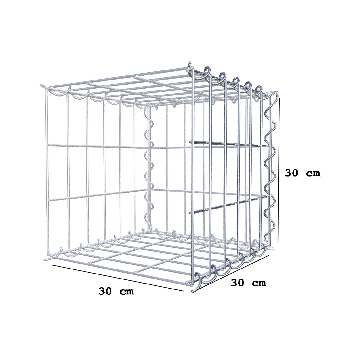 Grown-on gabion type 2 30 cm x 30 cm x 30 cm (L x H x D), mesh size 5 cm x 10 cm, spiral