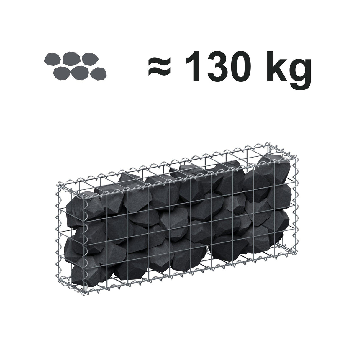 Gabion 100 cm x 40 cm x 20 cm (L x H x D), maskestørrelse 10 cm x 10 cm, spiral
