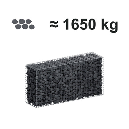 Gabião 200 cm x 100 cm x 50 cm (C x A x P), malhagem 5 cm x 10 cm, espiral