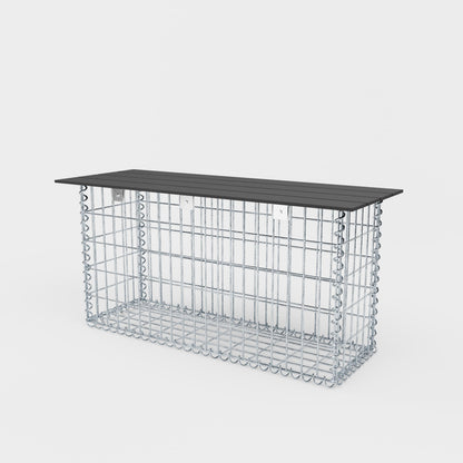 Banco de jardín de gaviones en espiral 105 x 50 x 30 cm - MW 5 x 10 cm, con encimera reciclada en antracita