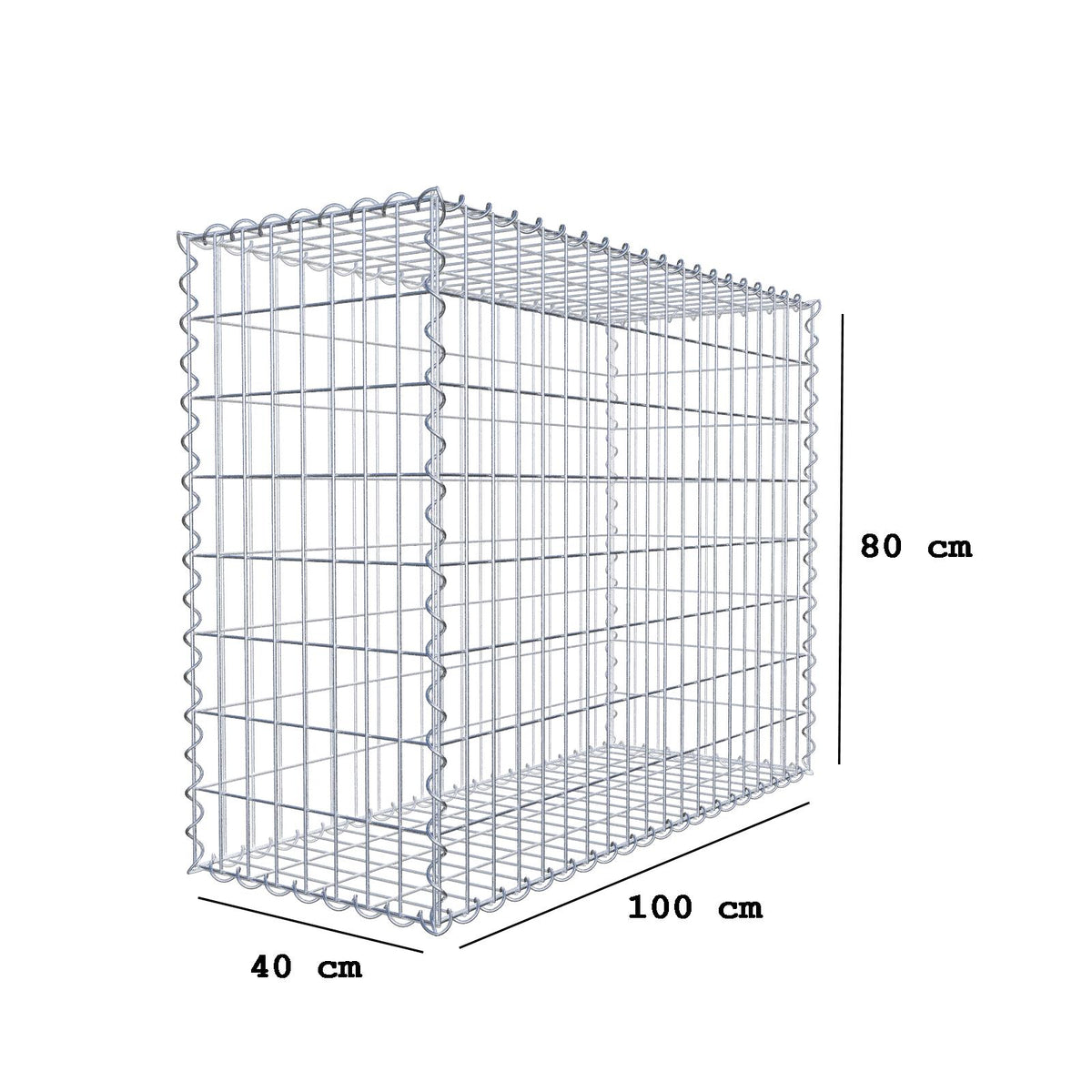 Gabion 100 cm x 80 cm x 40 cm (L x H x D), mesh size 5 cm x 10 cm, spiral