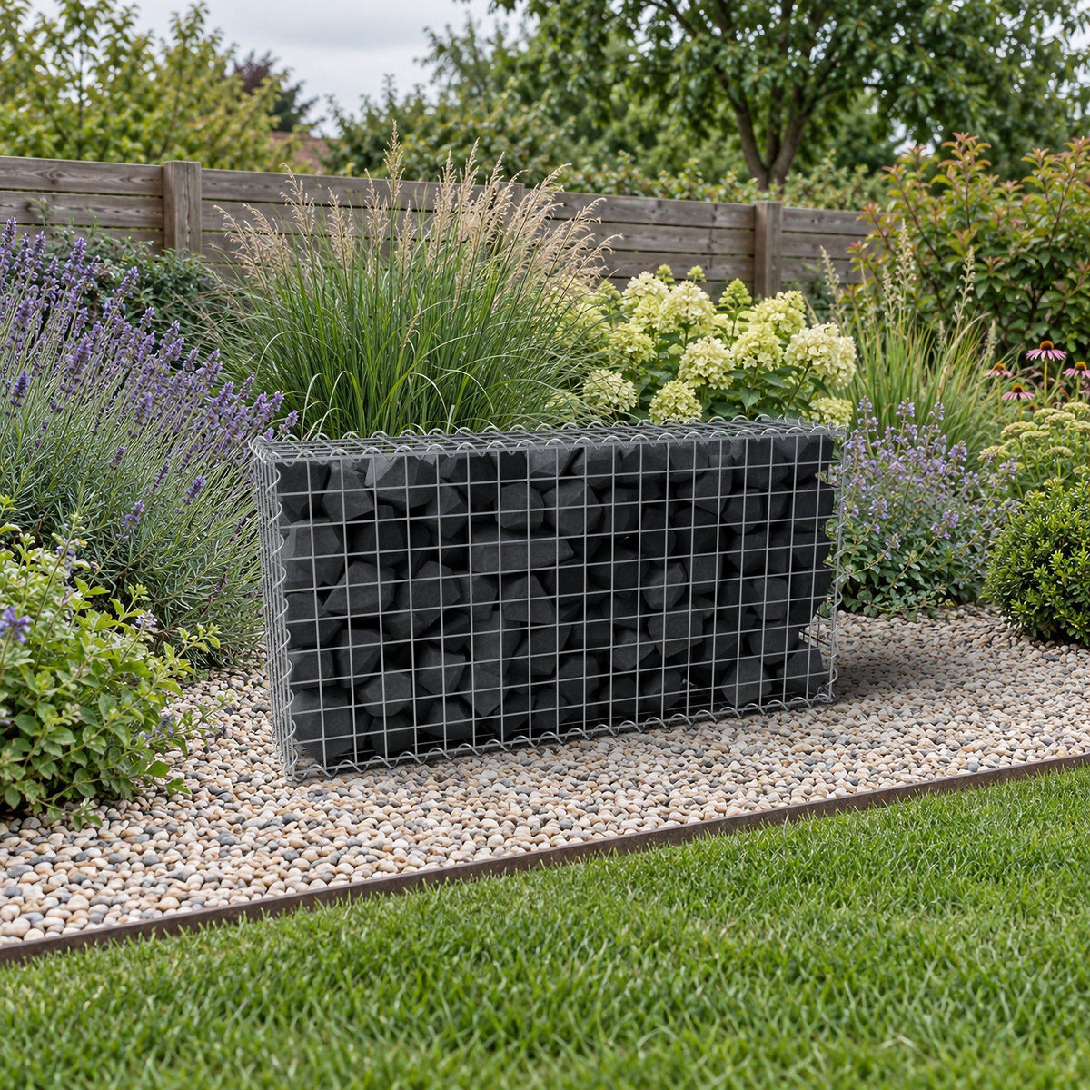Gabion 100 cm x 50 cm x 20 cm (L x H x D), maskestørrelse 5 cm x 5 cm, spiral
