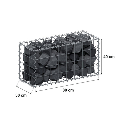Gabbione 80 cm x 40 cm x 30 cm (L x H x P), maglia 10 cm x 10 cm, spirale