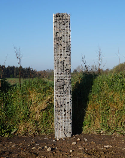 Coluna de gabião quadrada galvanizada a quente, 27 cm x 27 cm, 200 cm de altura, malha 5 cm x 5 cm