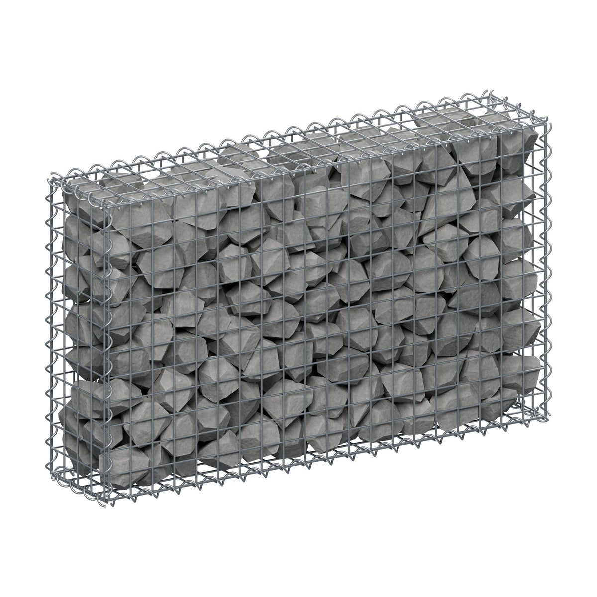 Gabião 100 cm x 60 cm x 20 cm (C x A x P), malhagem 5 cm x 5 cm, espiral