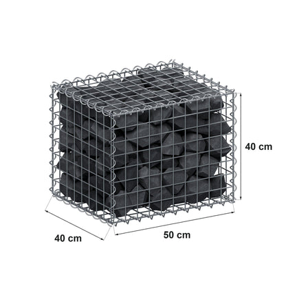 Gabion 50 cm x 40 cm x 40 cm (L x H x D), maskestørrelse 5 cm x 5 cm, spiral