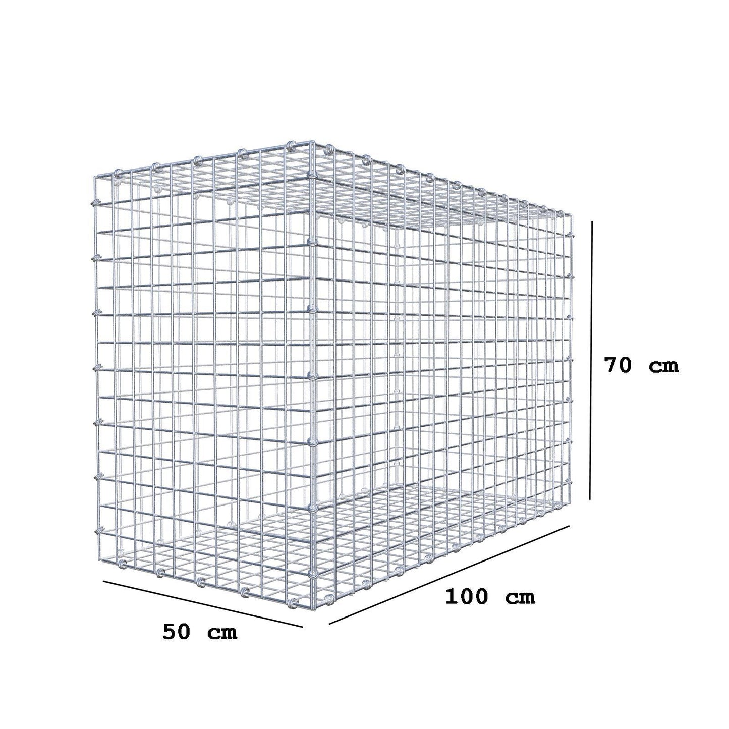 Gabion 100 cm x 70 cm x 50 cm (L x H x P), mailles 5 x 5 cm, anneau en spirale