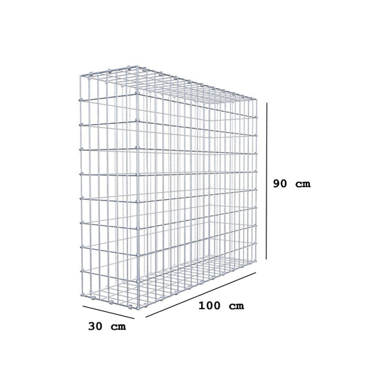 Gabione 100 cm x 90 cm x 30 cm (L x H x T), Maschenweite 5 x 10 cm, Spiralring