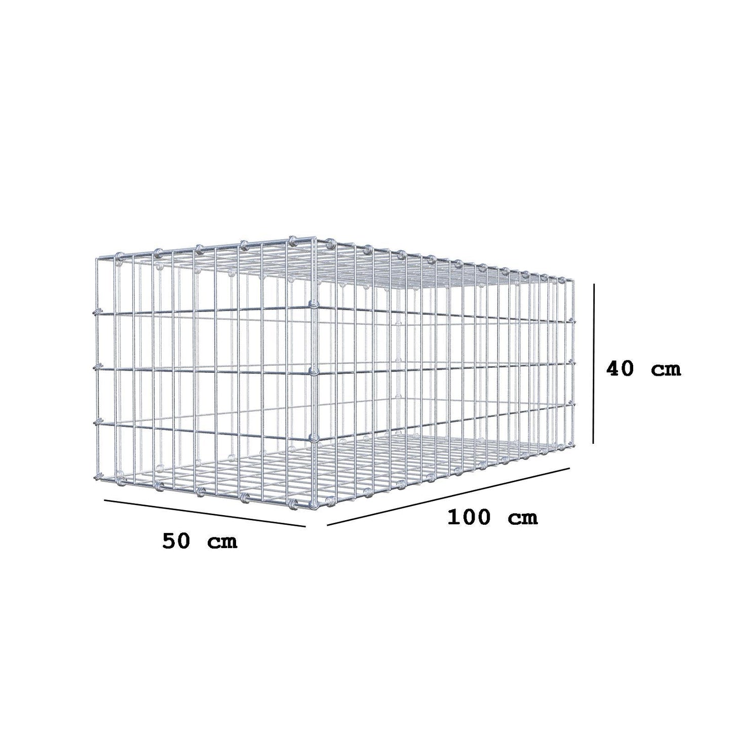 Schanskorf 100 cm x 40 cm x 50 cm (L x H x D), maaswijdte 5 x 10 cm, spiraalring