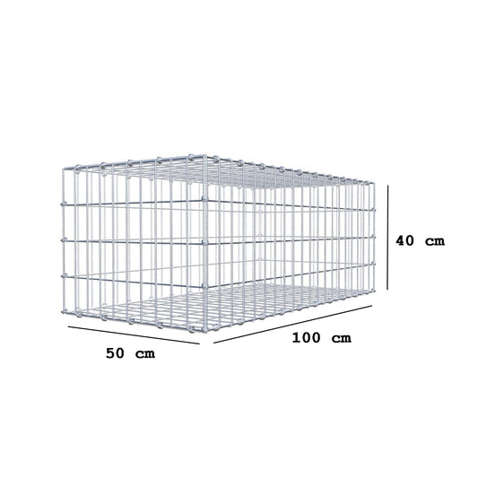 Gabbione 100 cm x 40 cm x 50 cm (L x H x P), maglia 5 x 10 cm, anello a spirale