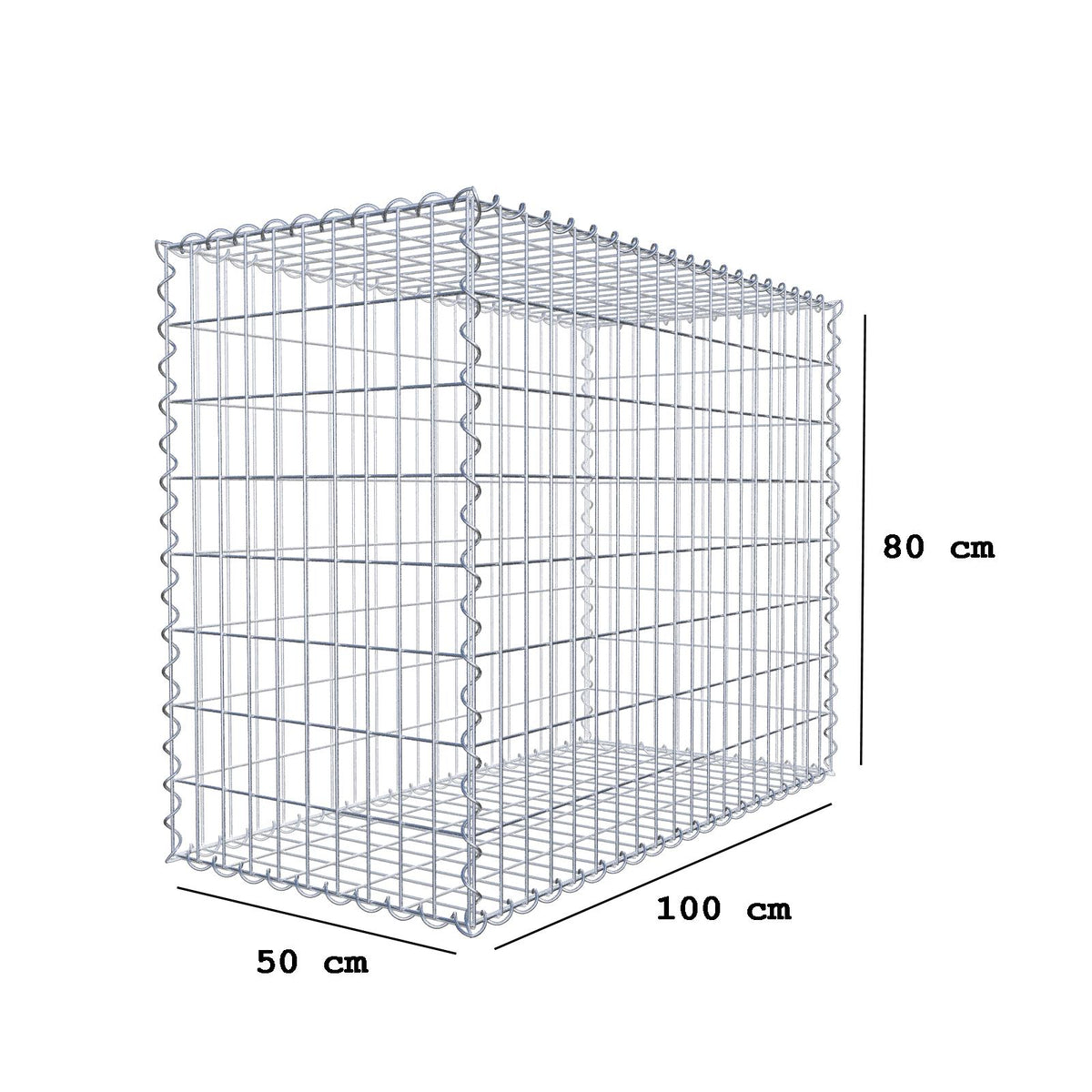 Gabion 100 cm x 80 cm x 50 cm (L x H x P), mailles 5 cm x 10 cm, spirale